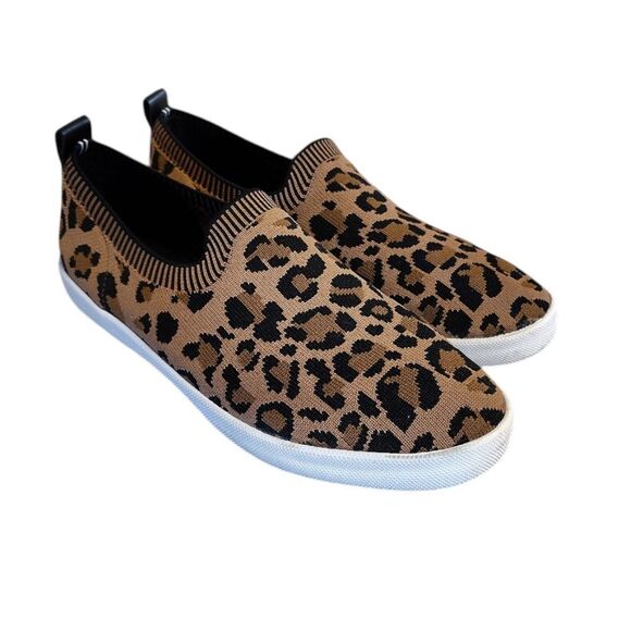 Nautica Sunchaser Brown Black Leopard Print Canvas Slip On Sneakers Size 7.5 - Picture 2 of 9